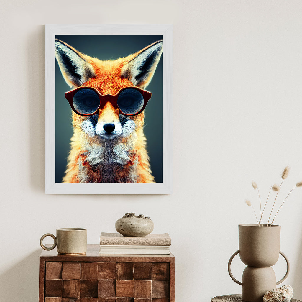 Plakat Portret Lisa W Okularach Rama Drewniana Z Passe-Partout Kolor Naturalny