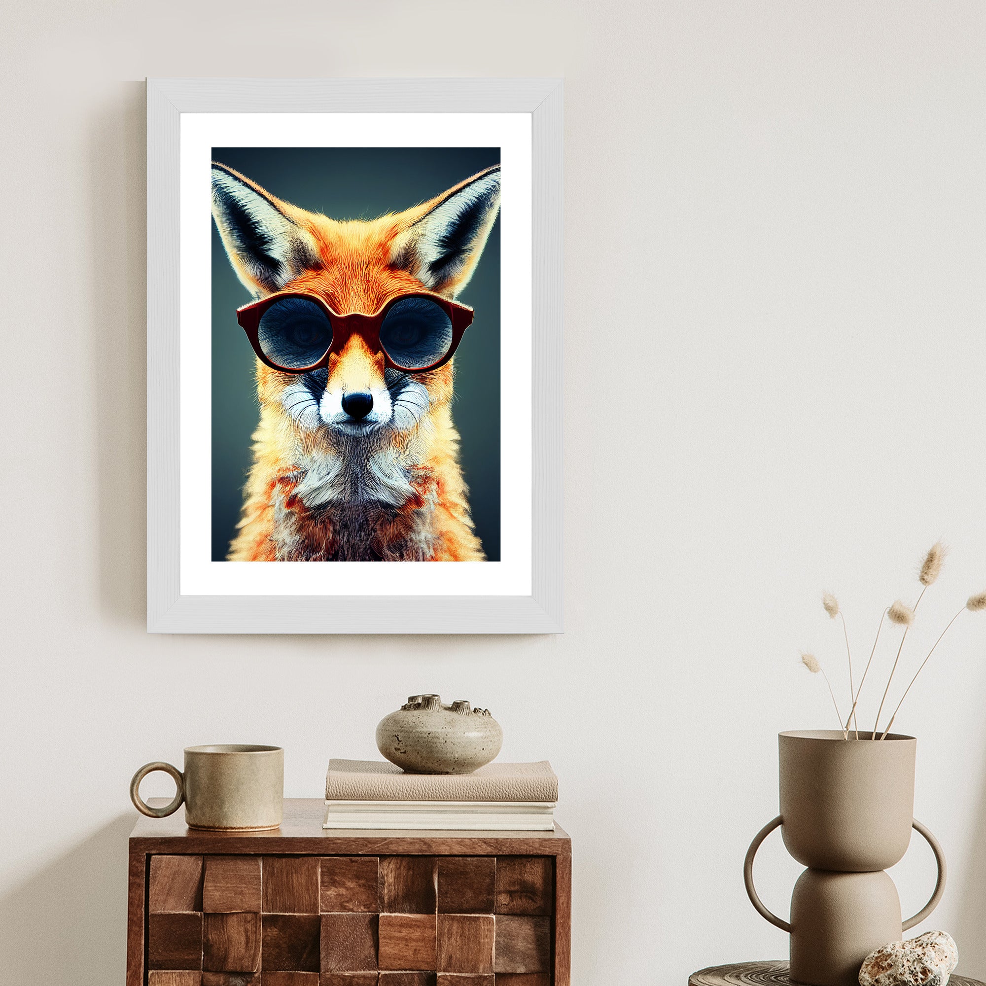 Plakat Portret Lisa W Okularach Rama Drewniana Z Passe-Partout Kolor Naturalny