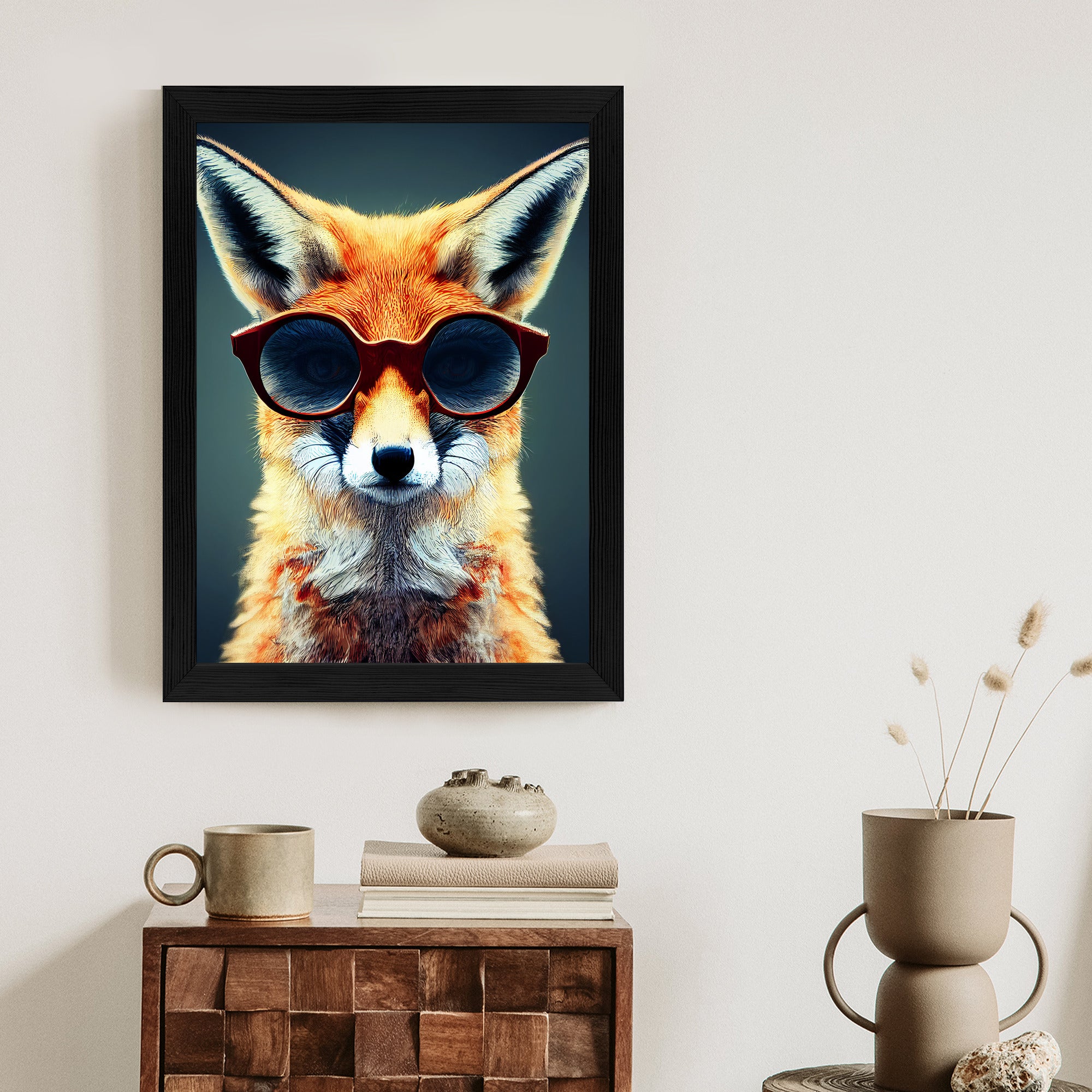 Plakat Portret Lisa W Okularach Rama Drewniana Z Passe-Partout Kolor Naturalny