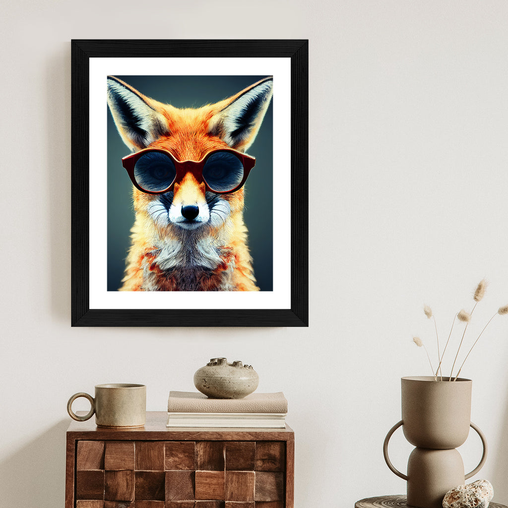 Plakat Portret Lisa W Okularach Rama Drewniana Z Passe-Partout Kolor Naturalny