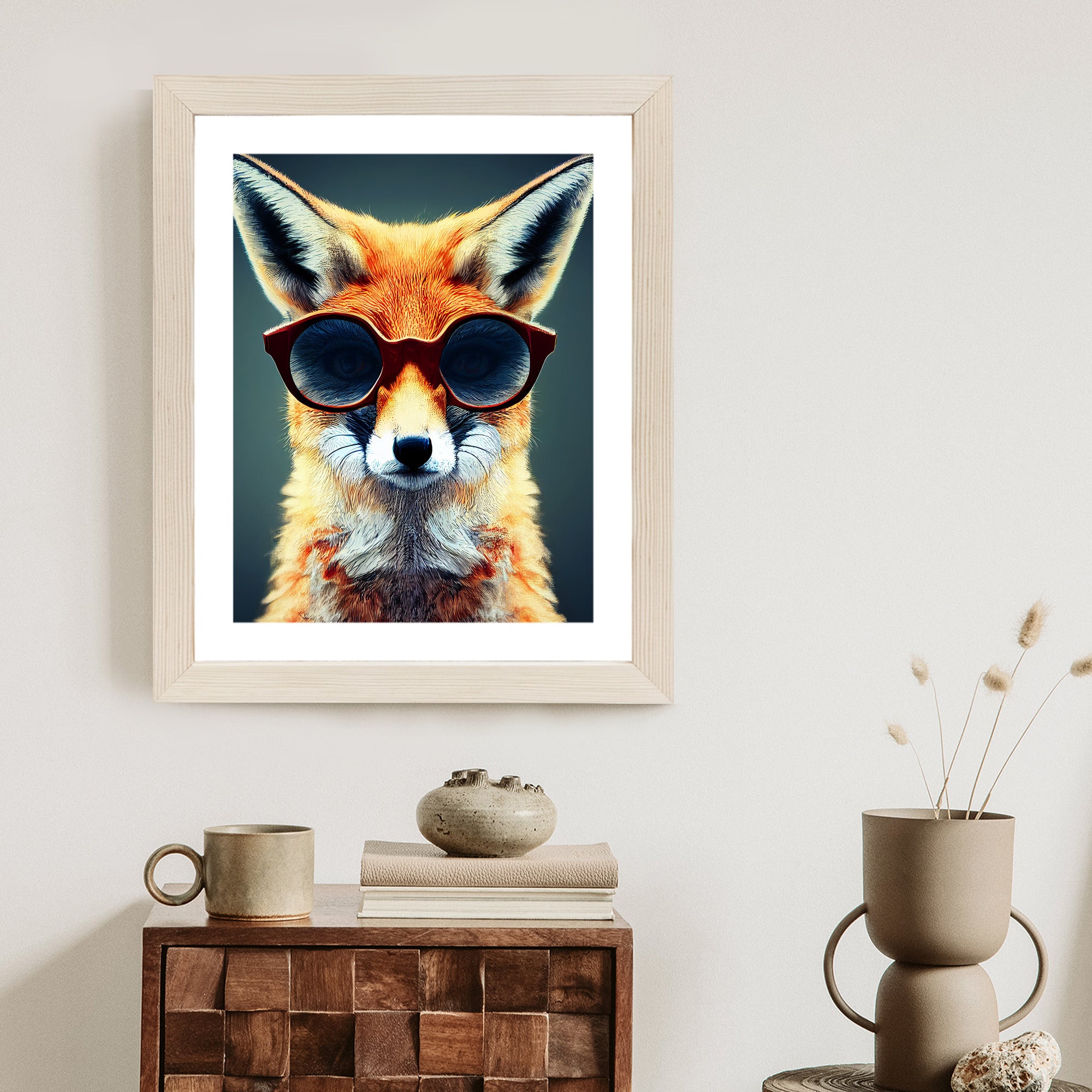 Plakat Portret Lisa W Okularach Rama Drewniana Z Passe-Partout Kolor Naturalny