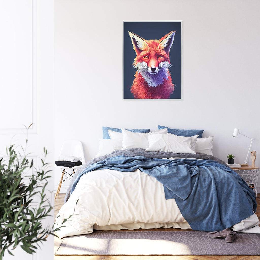 Plakat Rudy Lis Portret Rama Aluminiowa Z Passe-Partout Kolor Srebrny