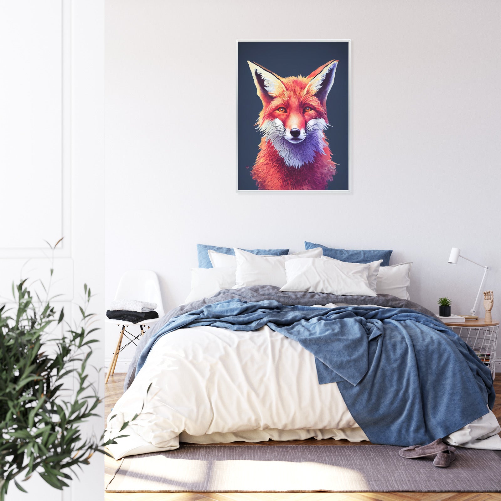 Plakat Rudy Lis Portret Rama Aluminiowa Z Passe-Partout Kolor Srebrny