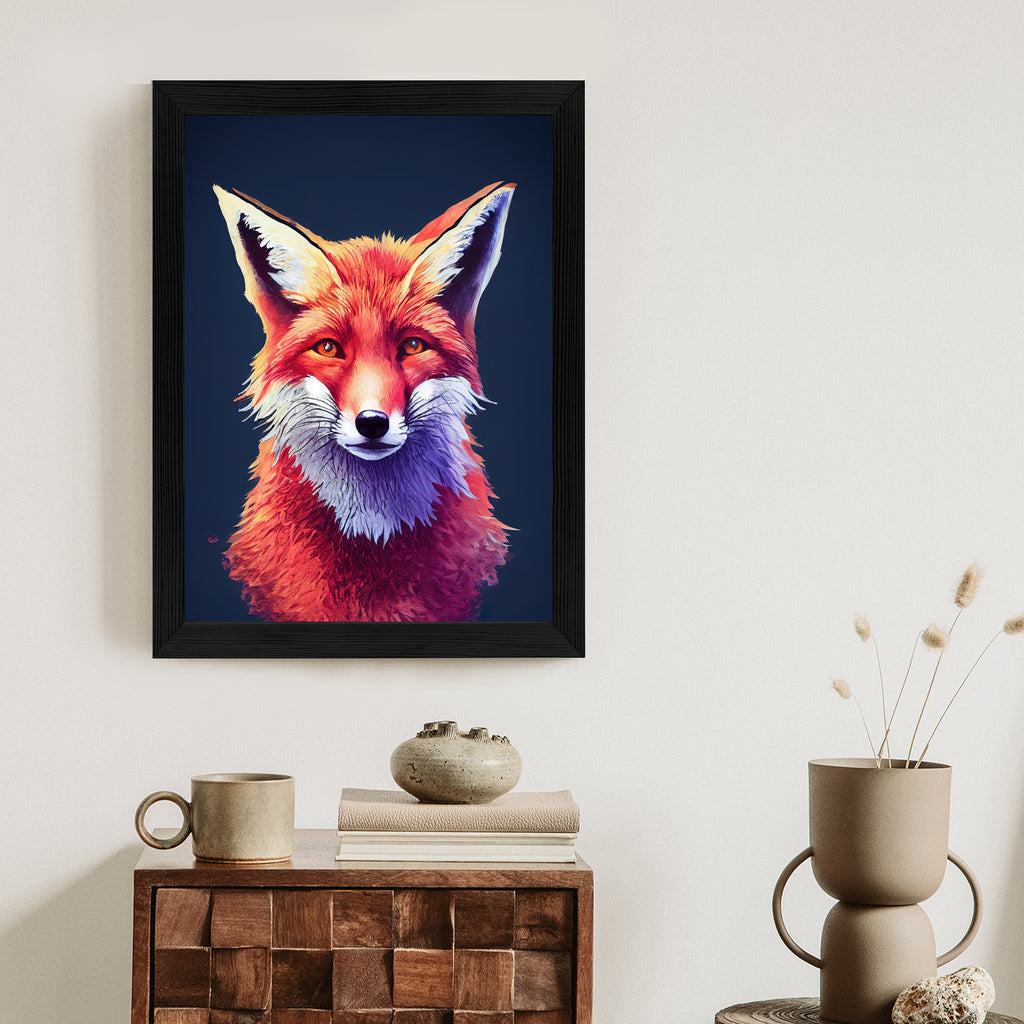 Plakat Rudy Lis Portret Rama Aluminiowa Z Passe-Partout Kolor Srebrny