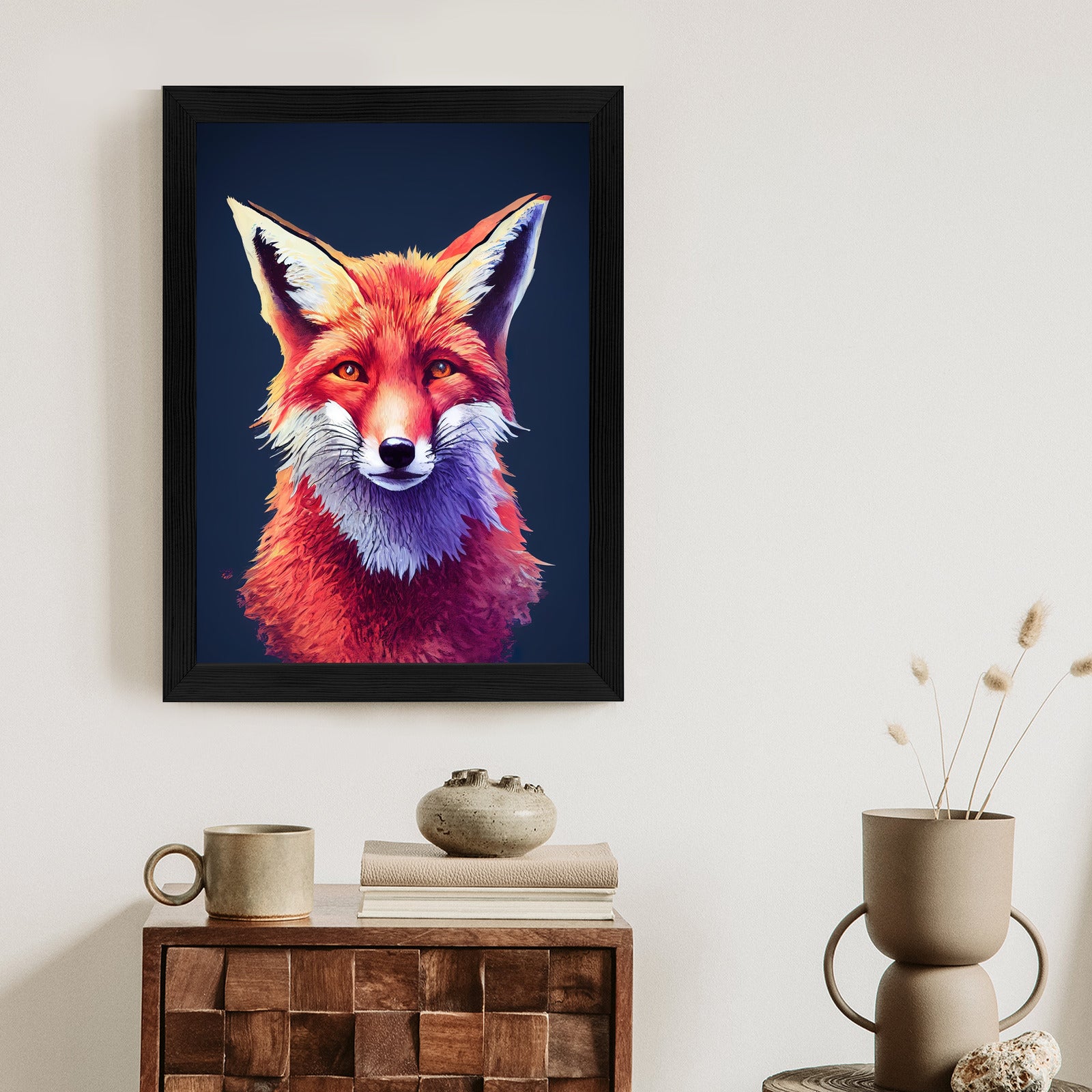 Plakat Rudy Lis Portret Rama Aluminiowa Z Passe-Partout Kolor Srebrny