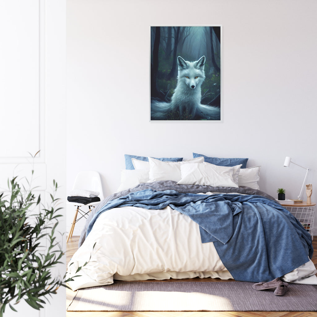 Plakat Biały Wilk W Ciemnym Lesie