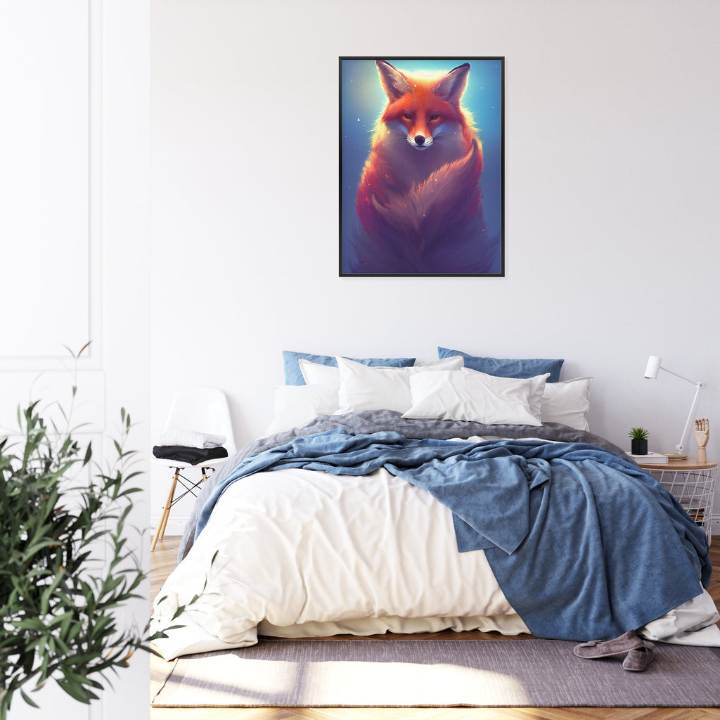 Plakat Rudy Lis Na Niebieskim Tle