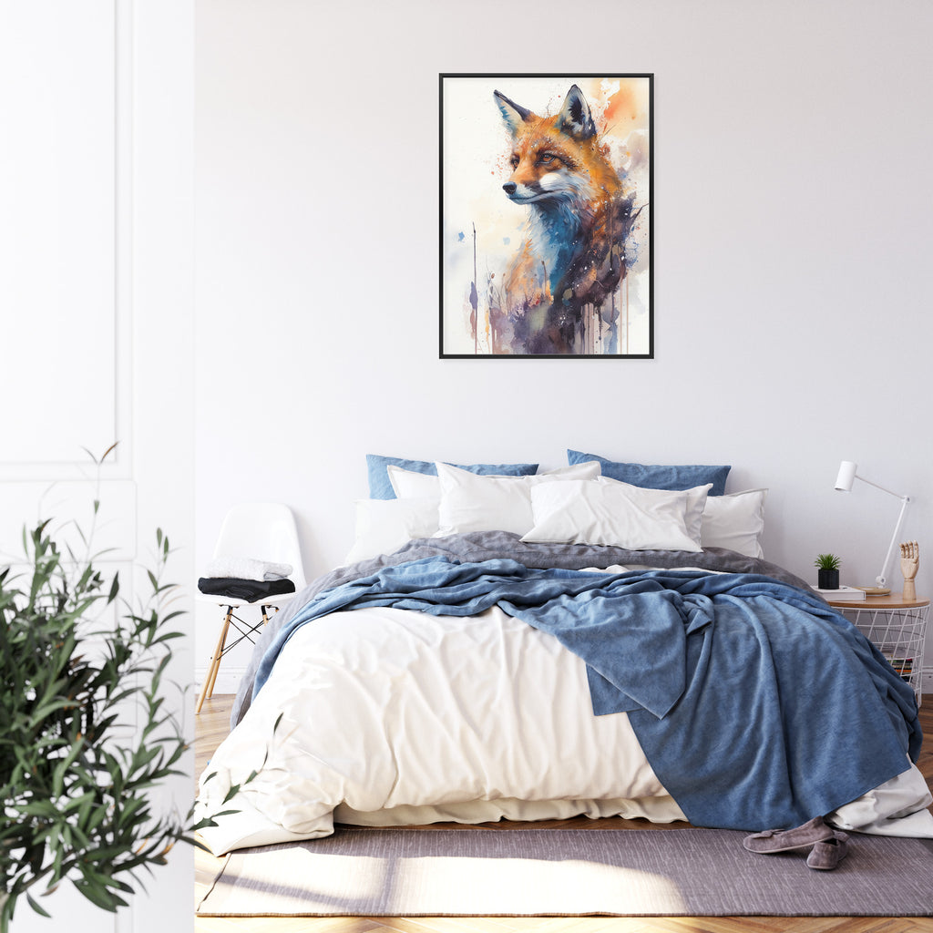 Plakat Lis Na Malunku Rama Drewniana Z Passe-Partout Kolor Naturalny