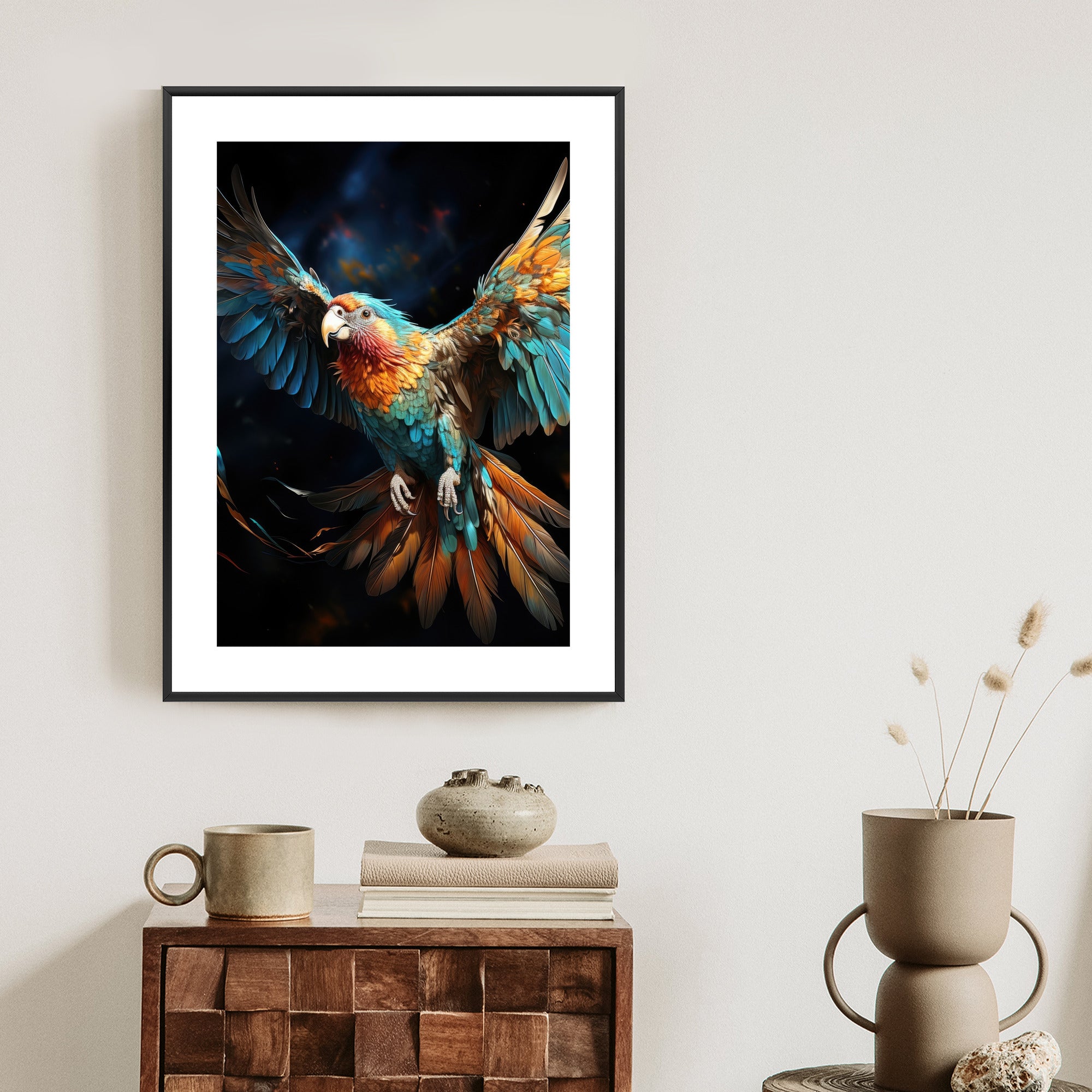 Plakat Kolorowa Papuga Z Rozpostartymi Skrzydłami