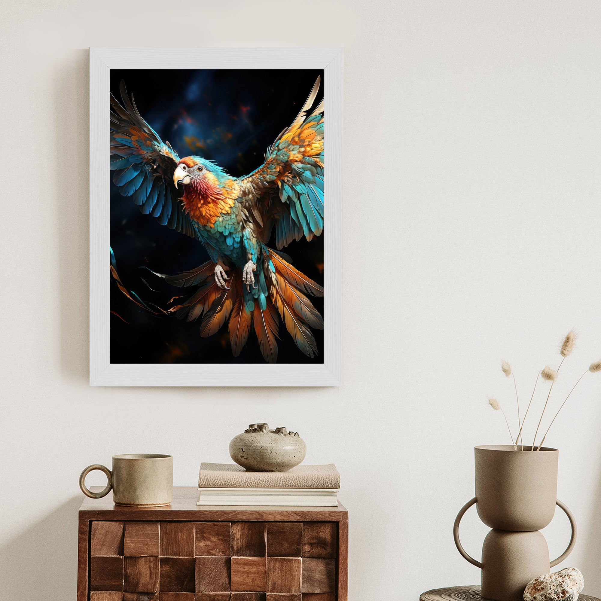 Plakat Kolorowa Papuga Z Rozpostartymi Skrzydłami
