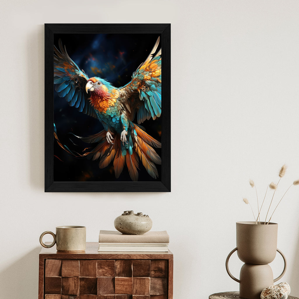 Plakat Kolorowa Papuga Z Rozpostartymi Skrzydłami
