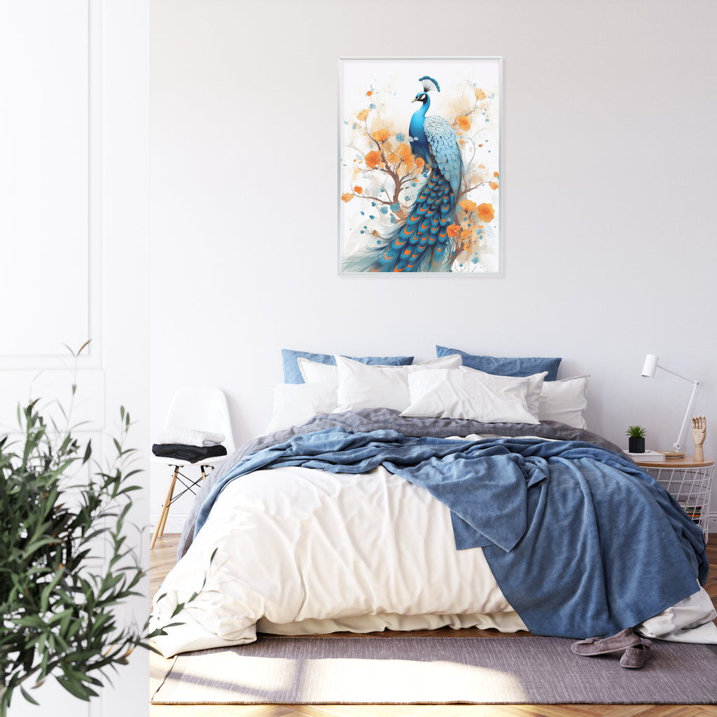 Plakat Paw I Malowane Kwiaty Rama Drewniana Z Passe-Partout Kolor Naturalny