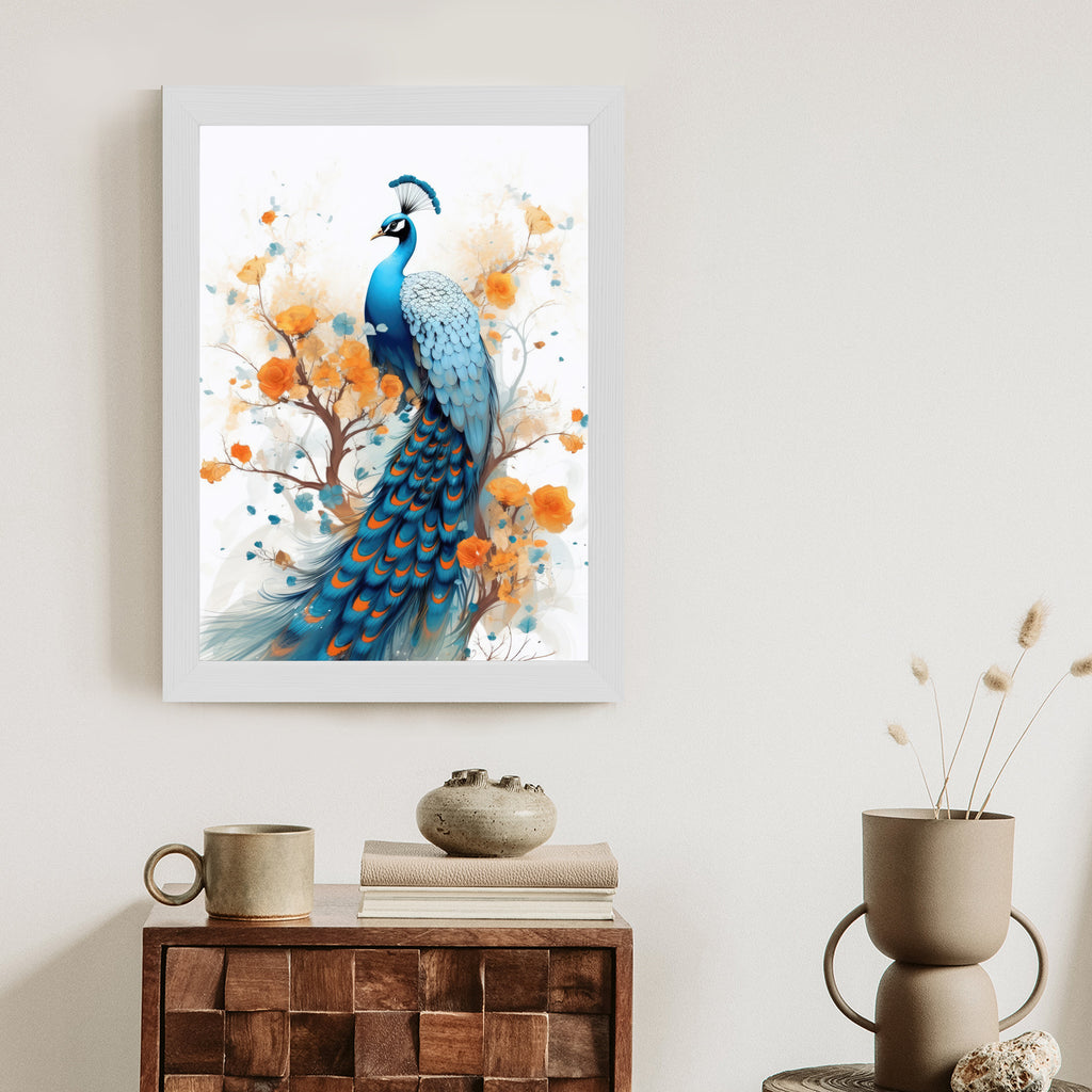 Plakat Paw I Malowane Kwiaty Rama Drewniana Z Passe-Partout Kolor Naturalny