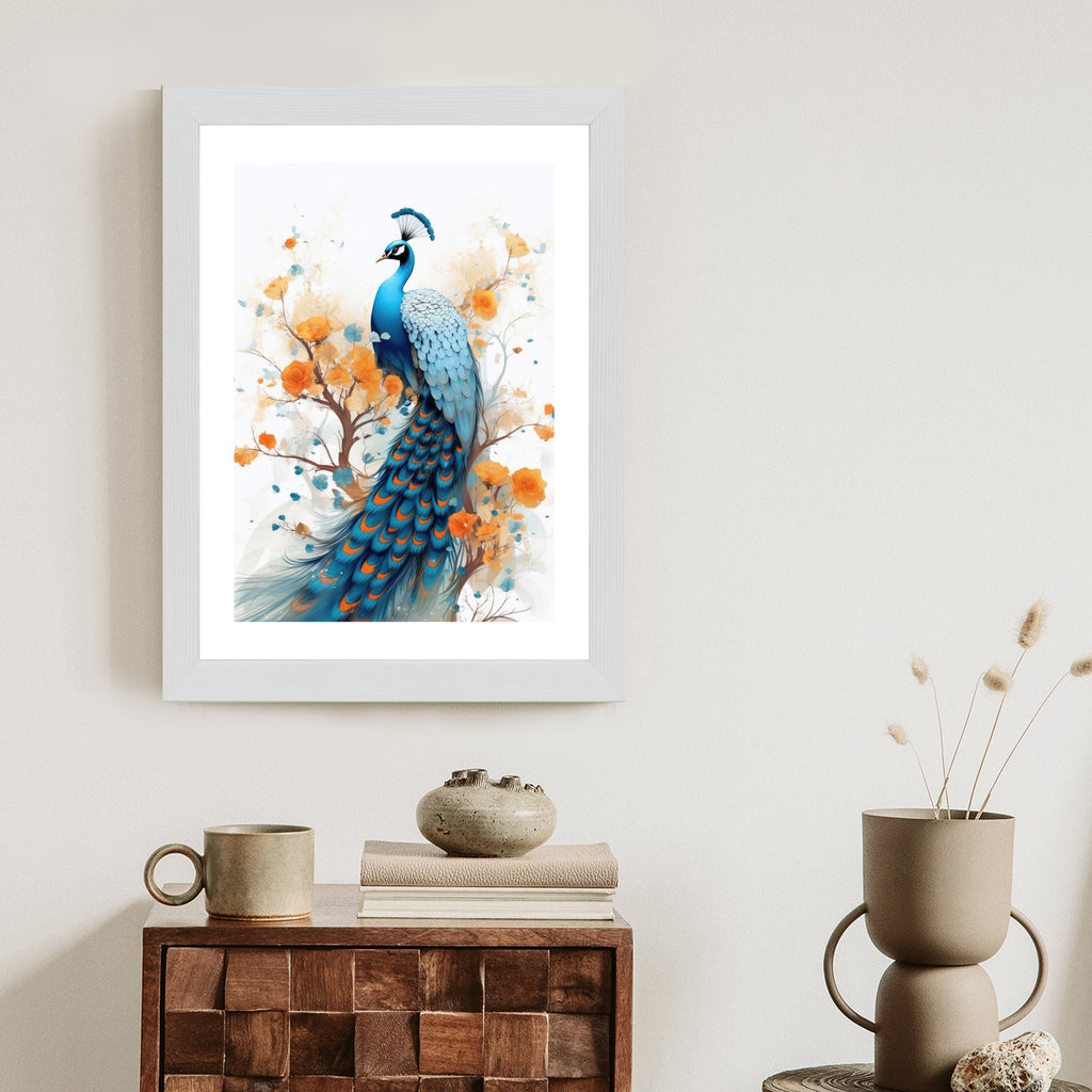 Plakat Paw I Malowane Kwiaty Rama Drewniana Z Passe-Partout Kolor Naturalny