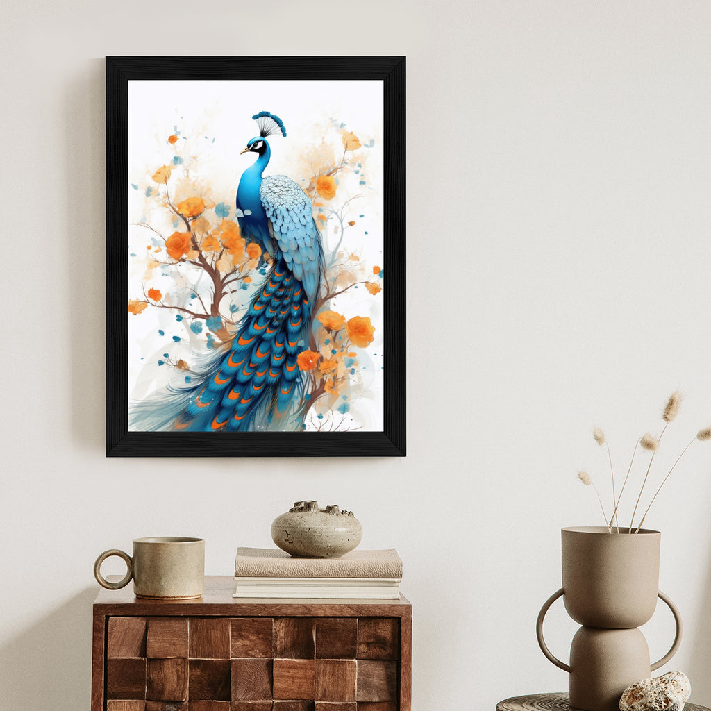 Plakat Paw I Malowane Kwiaty Rama Drewniana Z Passe-Partout Kolor Naturalny