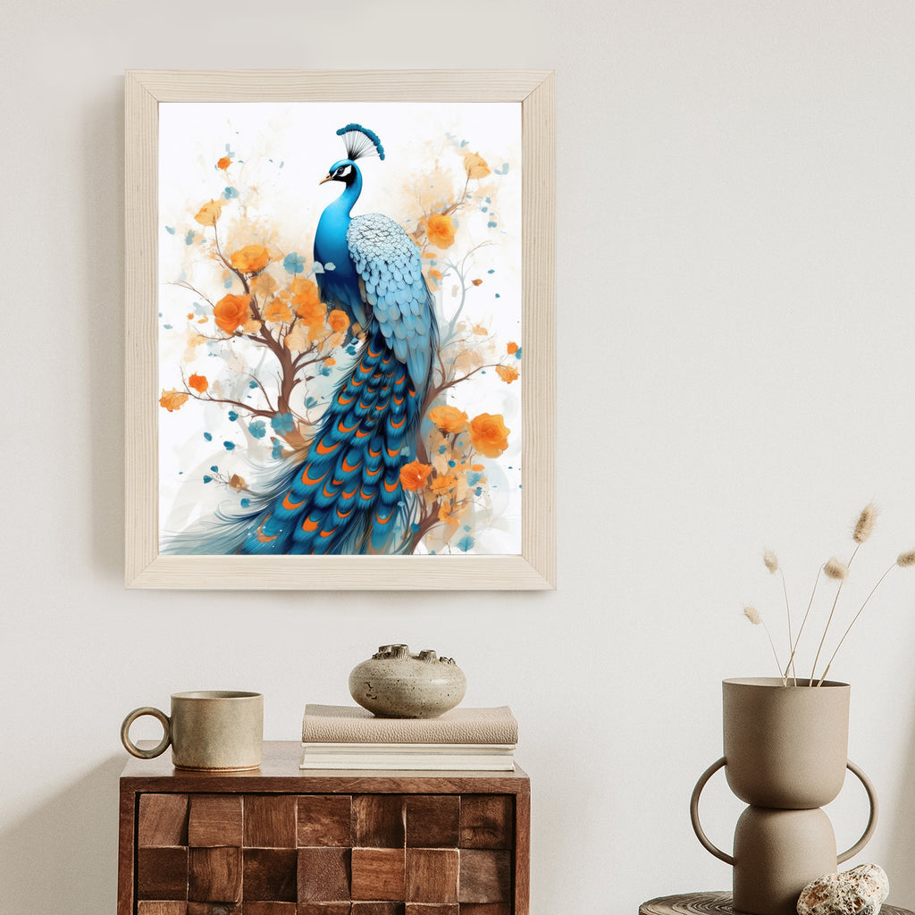 Plakat Paw I Malowane Kwiaty Rama Drewniana Z Passe-Partout Kolor Naturalny