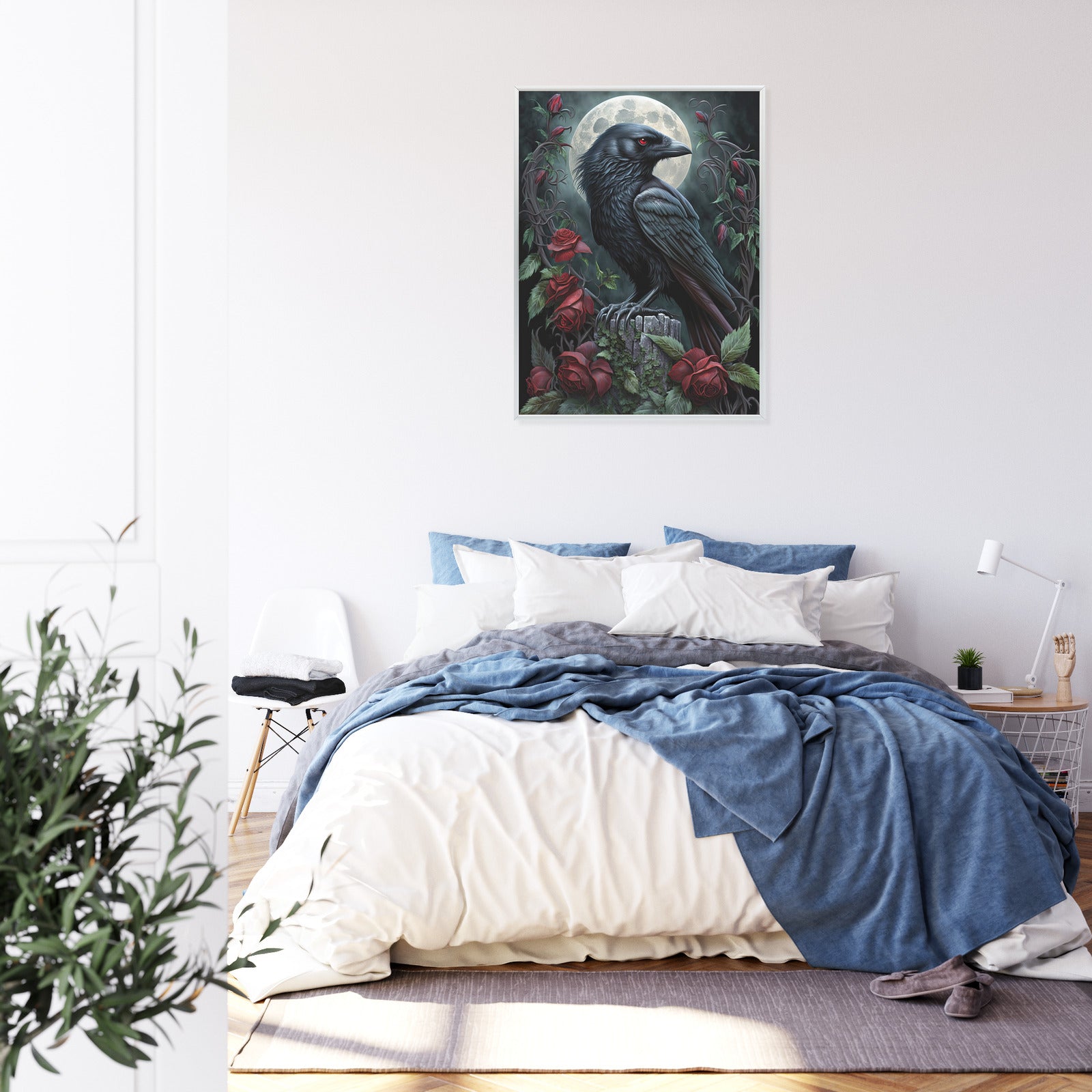 Plakat Kruk Na Nocnym Niebie Rama Drewniana Z Passe-Partout Kolor Naturalny
