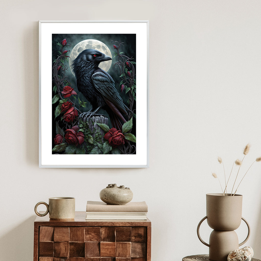 Plakat Kruk Na Nocnym Niebie Rama Drewniana Z Passe-Partout Kolor Naturalny