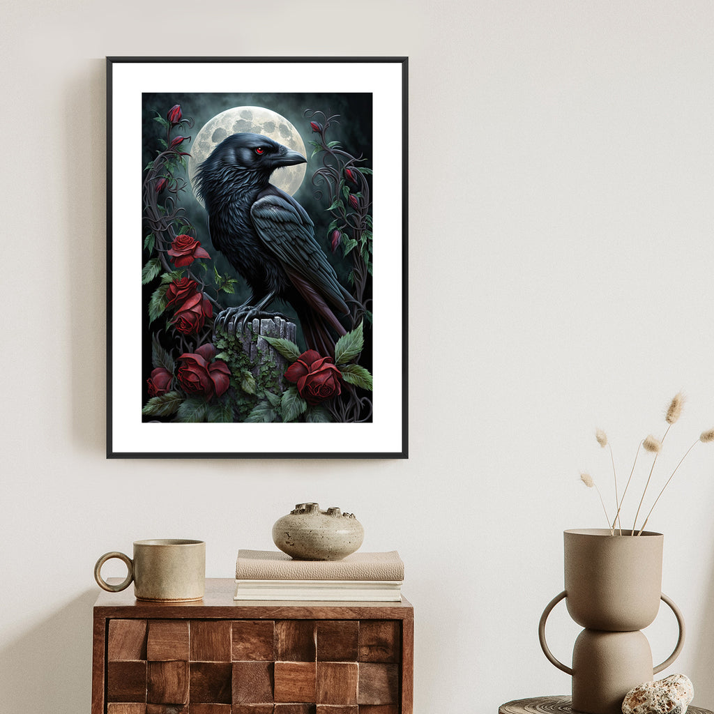 Plakat Kruk Na Nocnym Niebie Rama Drewniana Z Passe-Partout Kolor Naturalny