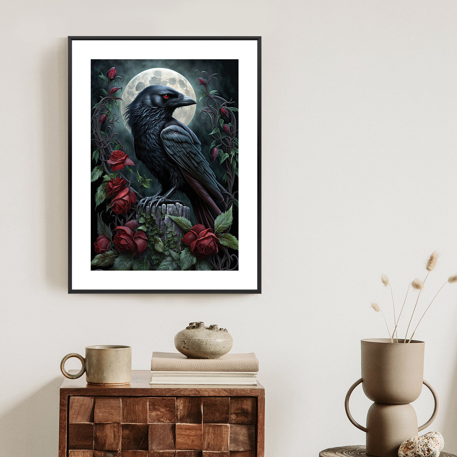 Plakat Kruk Na Nocnym Niebie Rama Drewniana Z Passe-Partout Kolor Naturalny