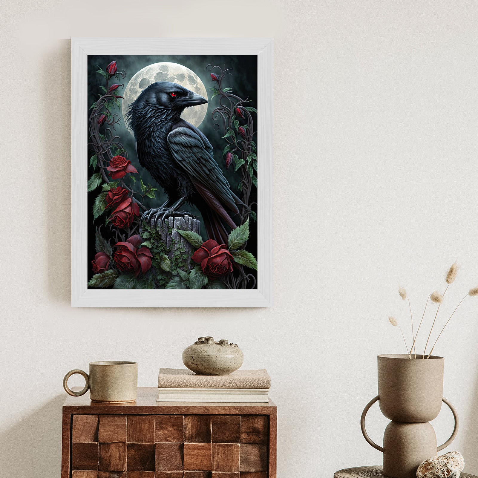 Plakat Kruk Na Nocnym Niebie Rama Drewniana Z Passe-Partout Kolor Naturalny