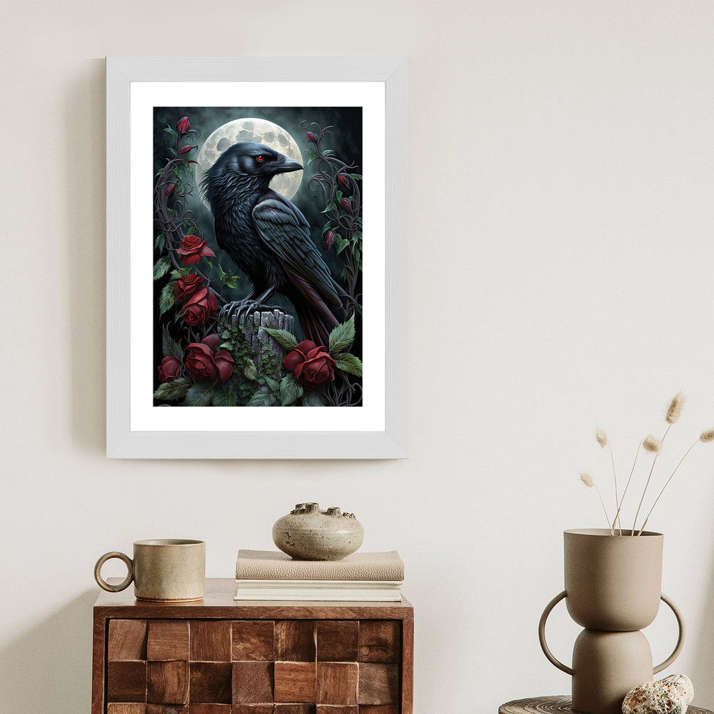 Plakat Kruk Na Nocnym Niebie Rama Drewniana Z Passe-Partout Kolor Naturalny