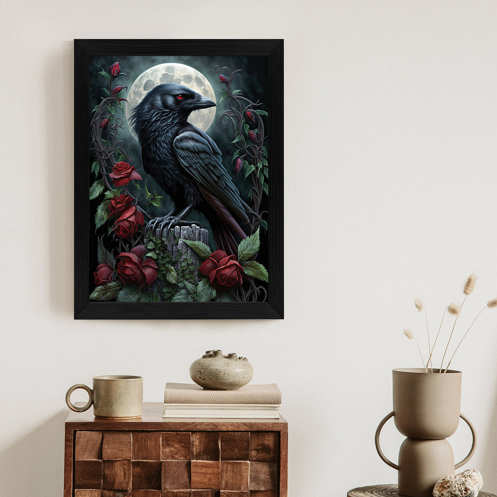 Plakat Kruk Na Nocnym Niebie Rama Drewniana Z Passe-Partout Kolor Naturalny