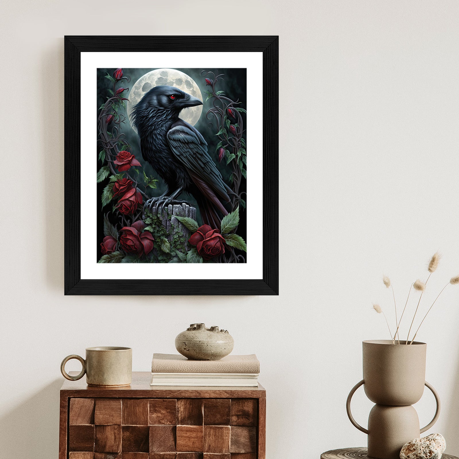 Plakat Kruk Na Nocnym Niebie Rama Drewniana Z Passe-Partout Kolor Naturalny