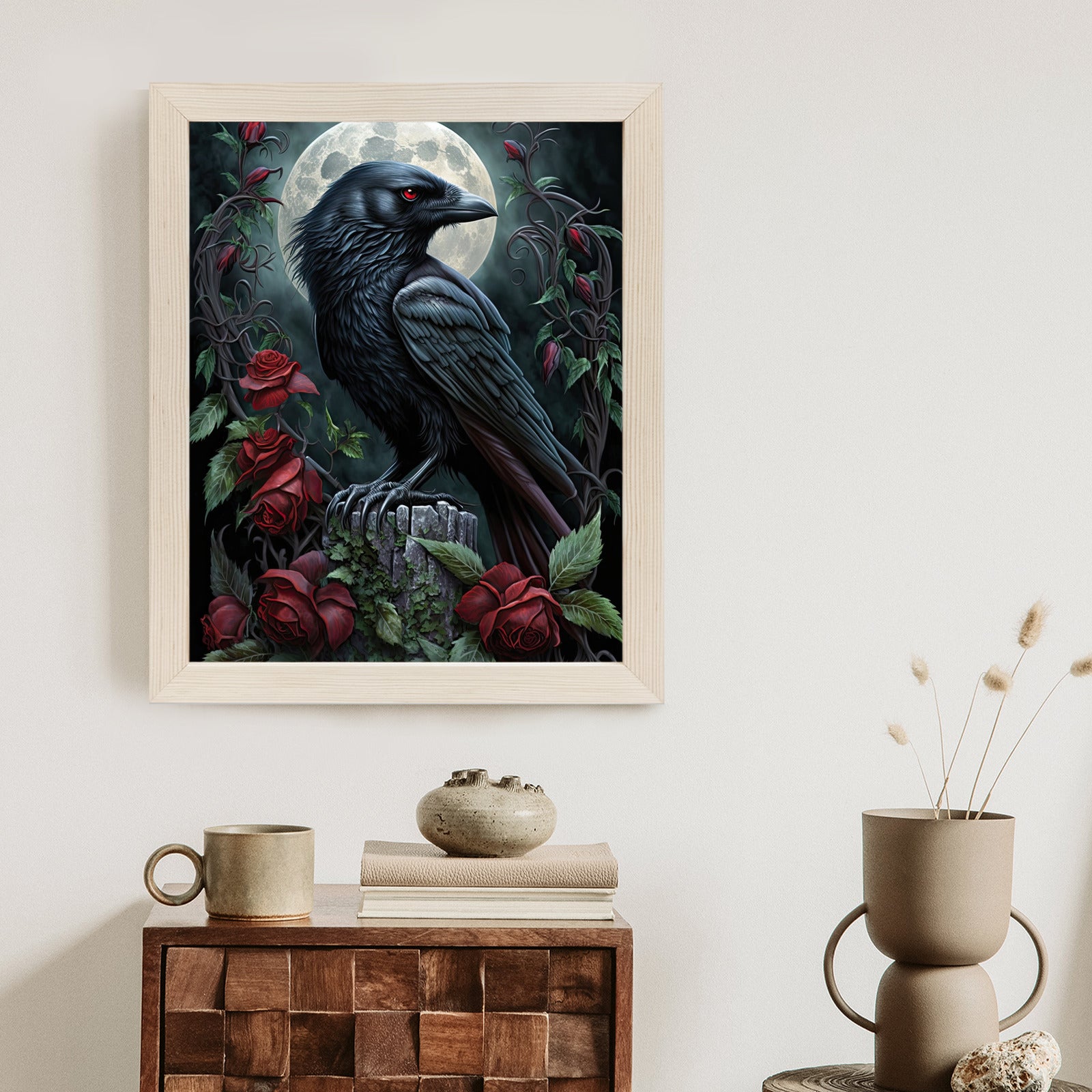 Plakat Kruk Na Nocnym Niebie Rama Drewniana Z Passe-Partout Kolor Naturalny