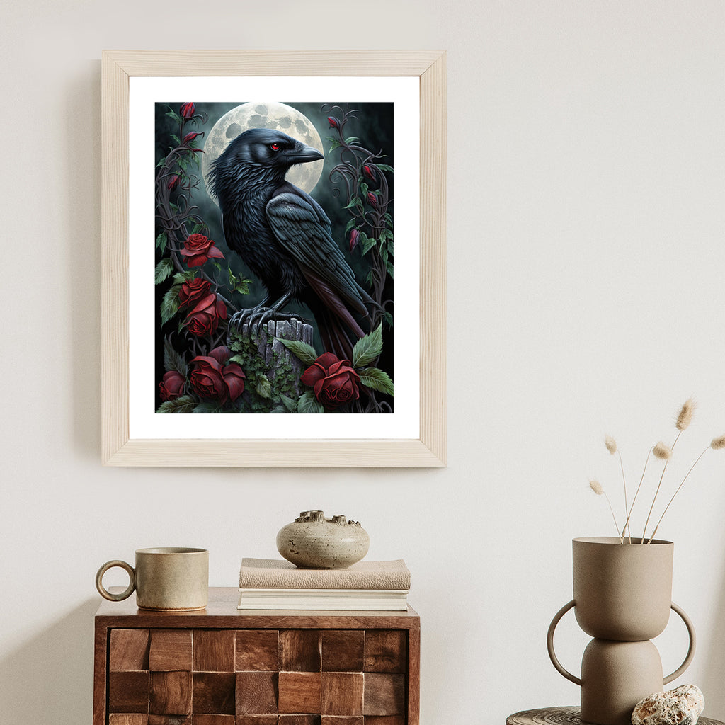 Plakat Kruk Na Nocnym Niebie Rama Drewniana Z Passe-Partout Kolor Naturalny