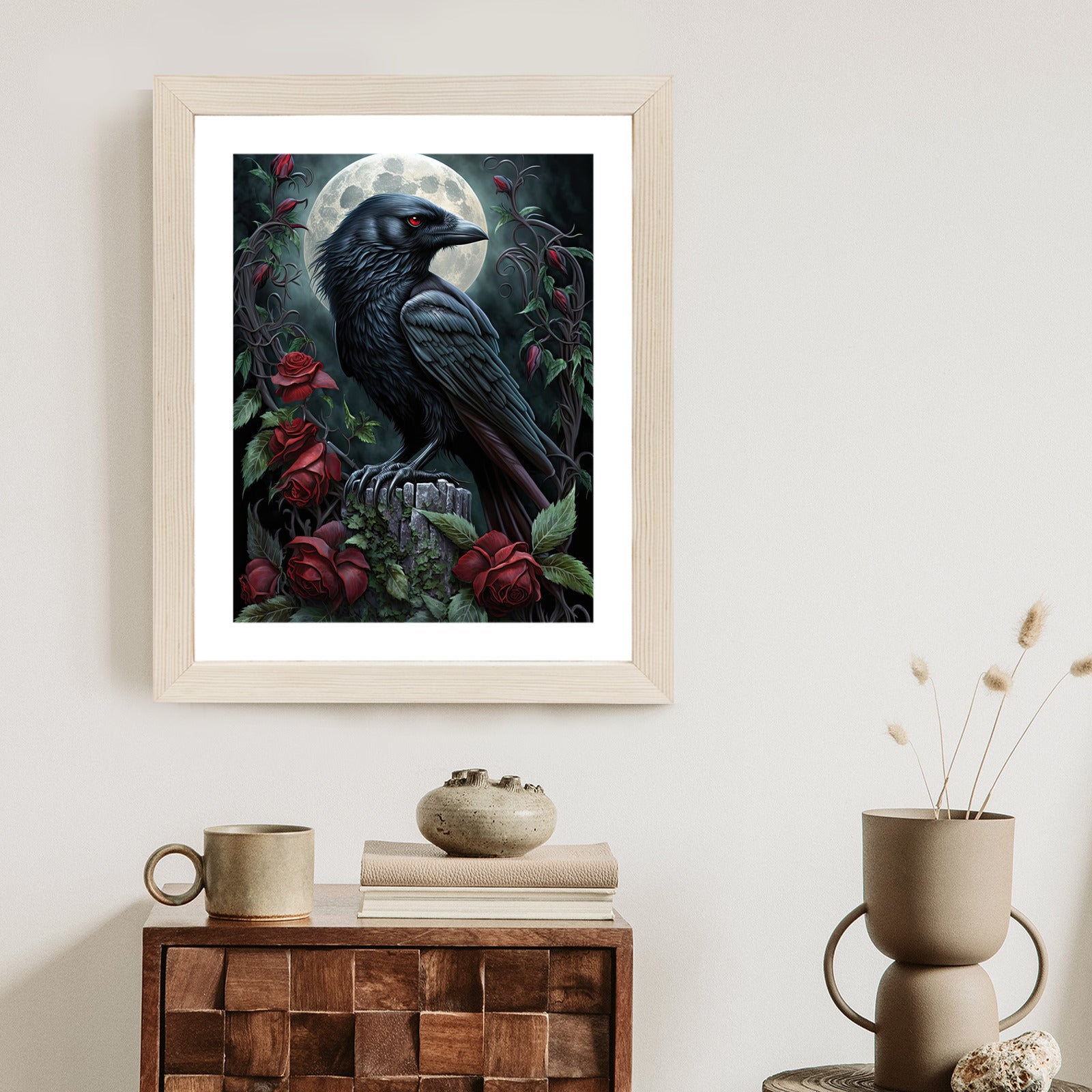 Plakat Kruk Na Nocnym Niebie Rama Drewniana Z Passe-Partout Kolor Naturalny
