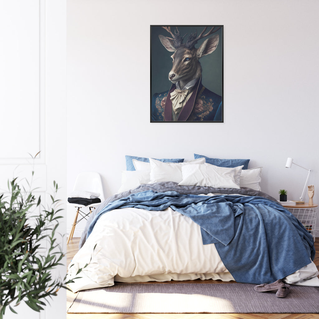 Plakat Jeleń W Eleganckim Stroju Rama Drewniana Z Passe-Partout Kolor Naturalny