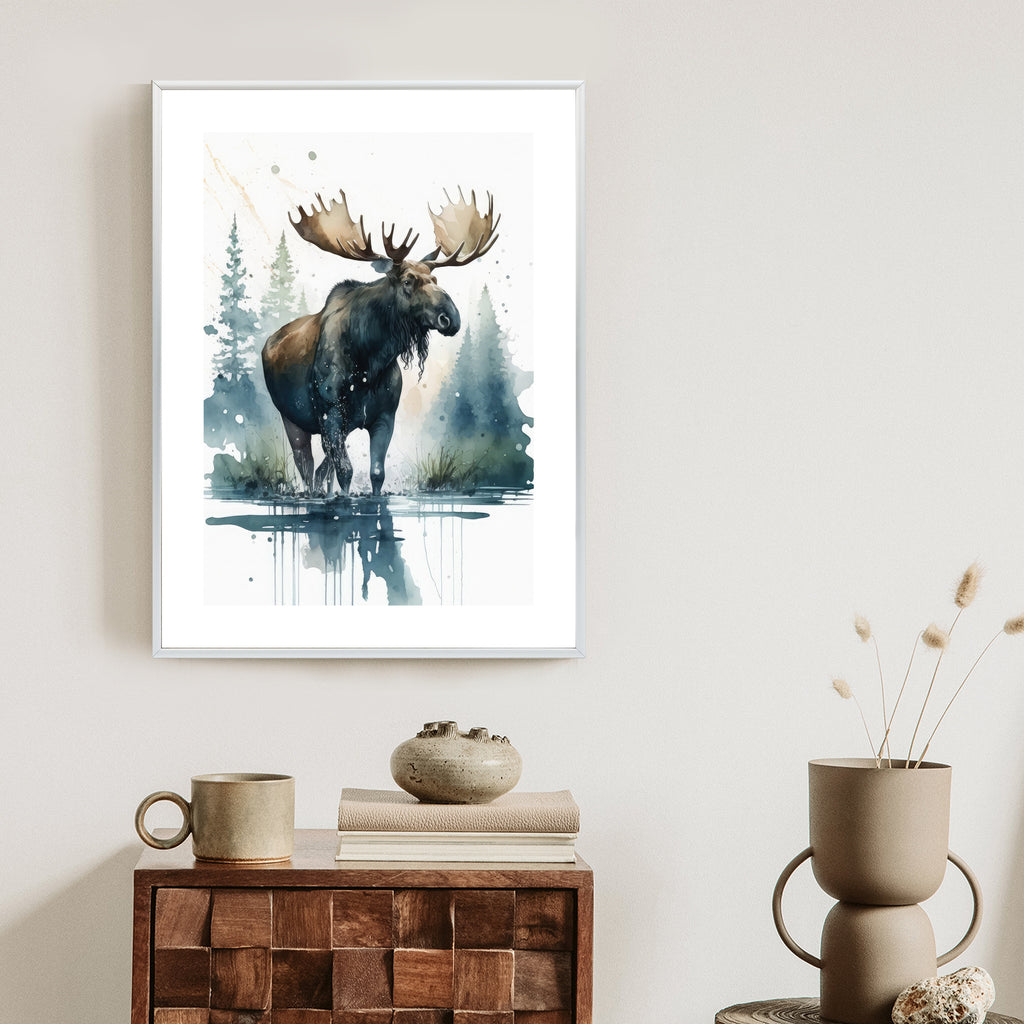 Plakat Łoś Malowany Akwarelami