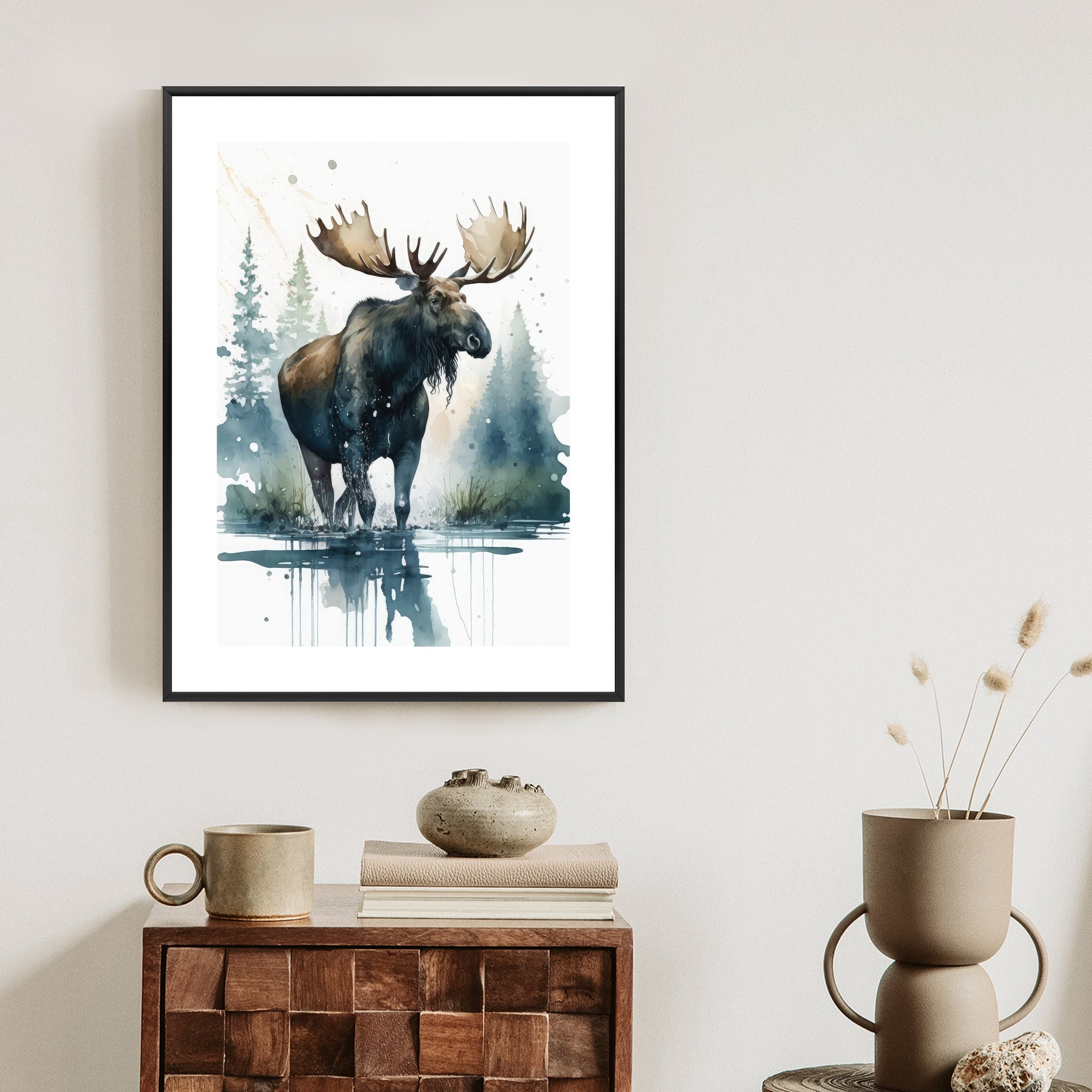 Plakat Łoś Malowany Akwarelami