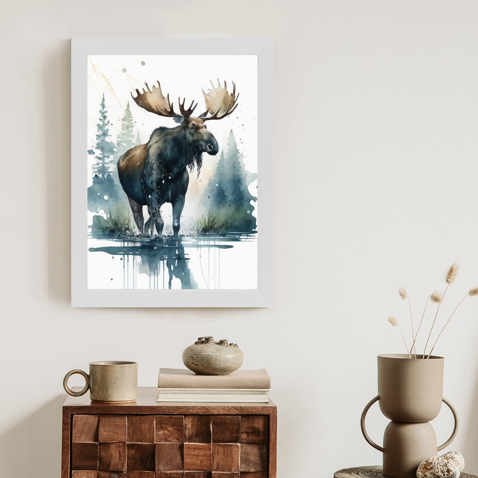 Plakat Łoś Malowany Akwarelami