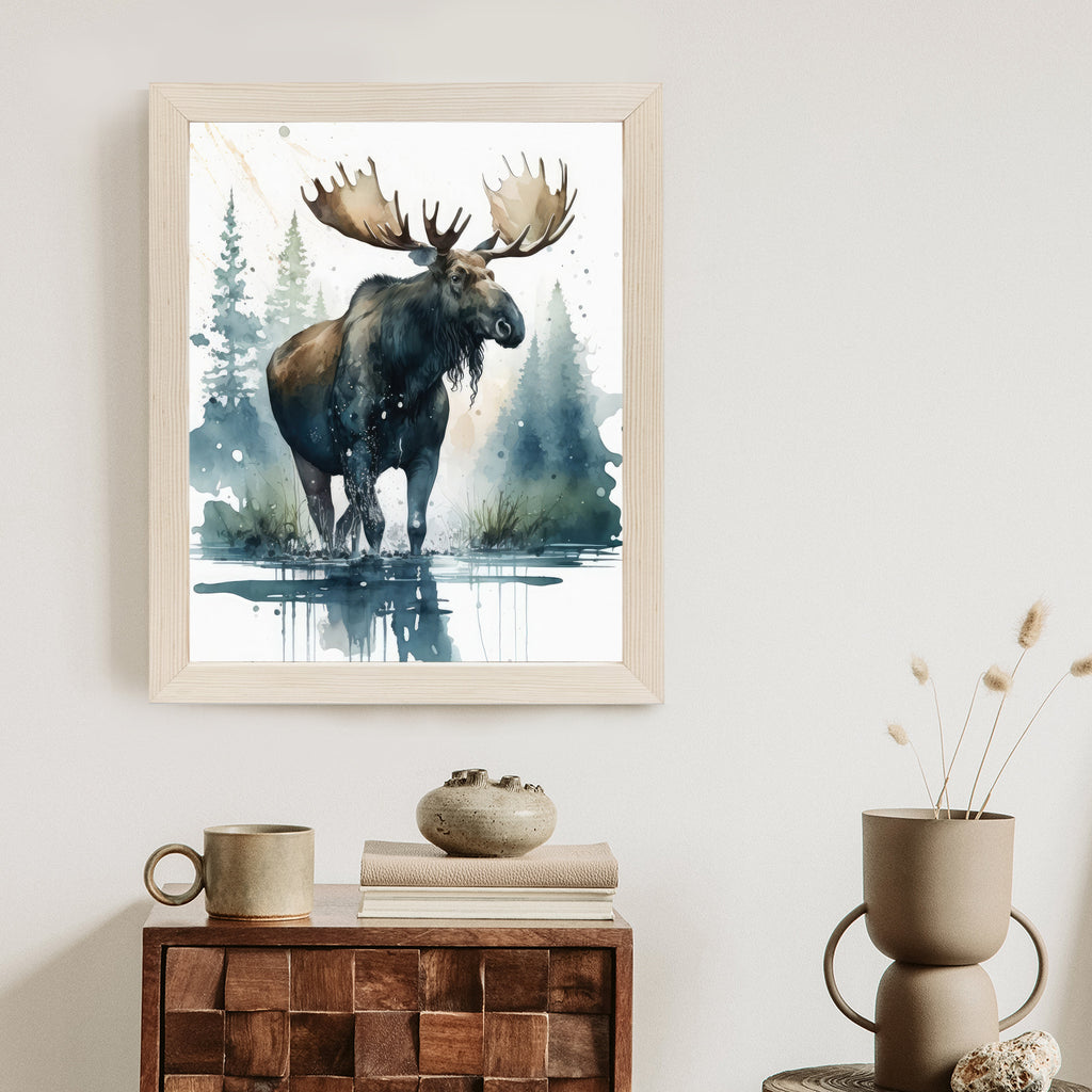 Plakat Łoś Malowany Akwarelami