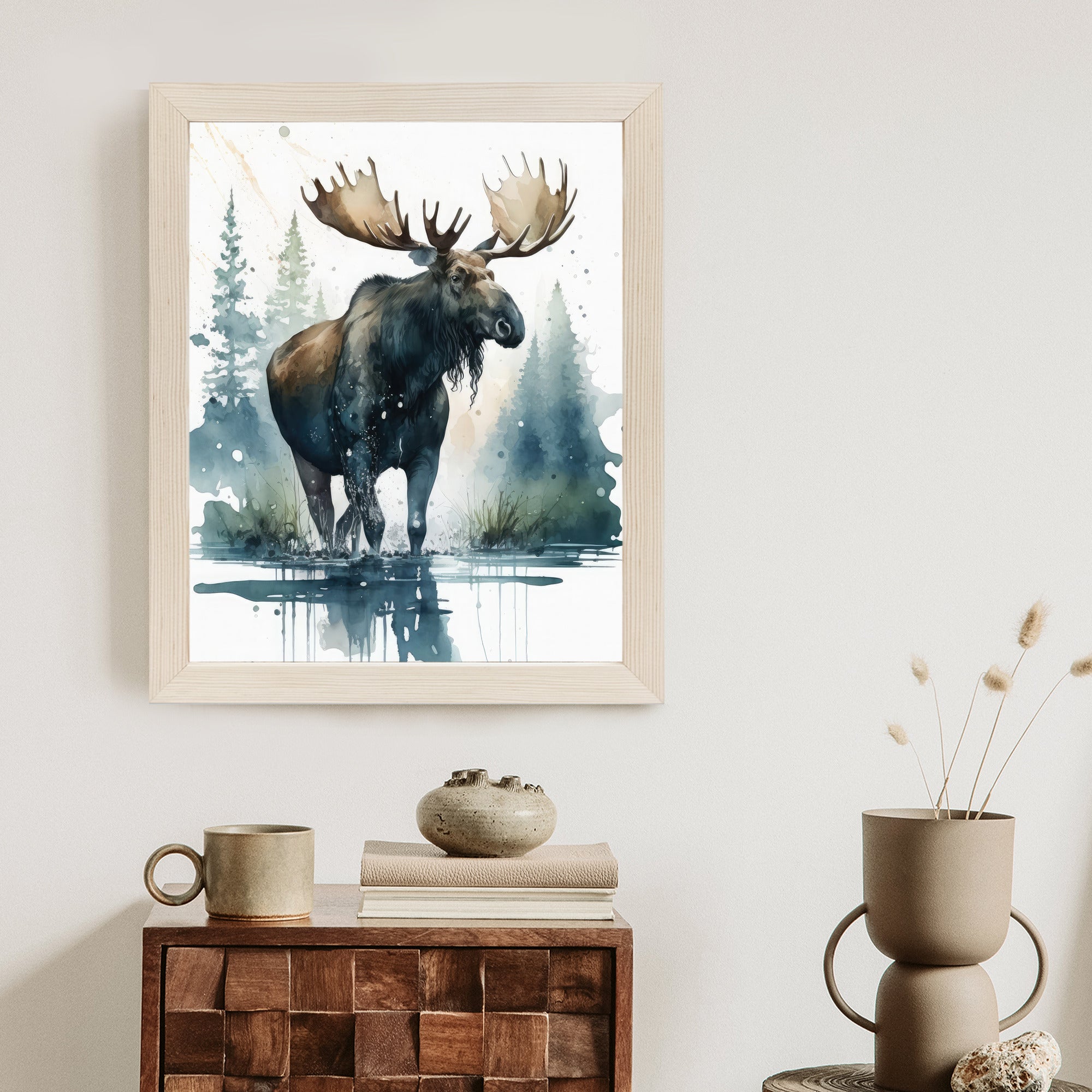 Plakat Łoś Malowany Akwarelami