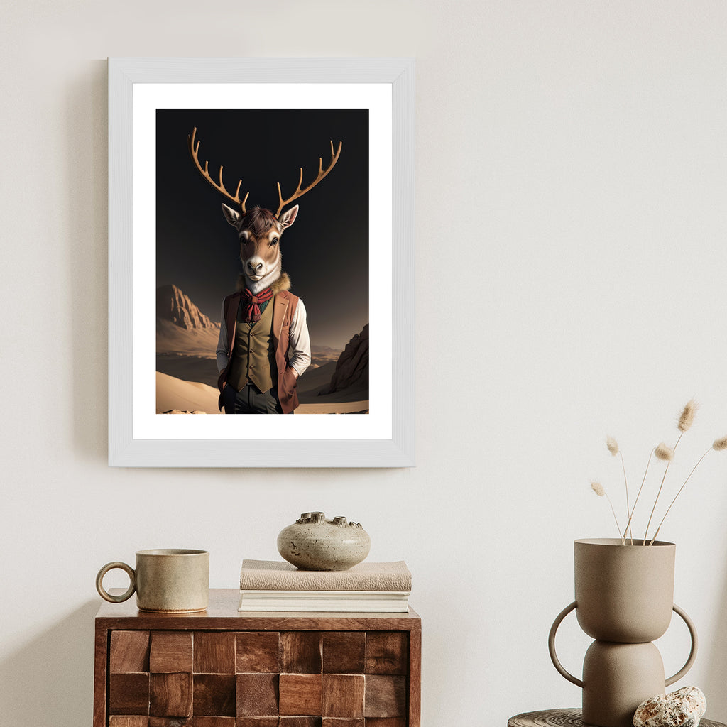 Plakat Ubrany Jeleń Na Pustyni