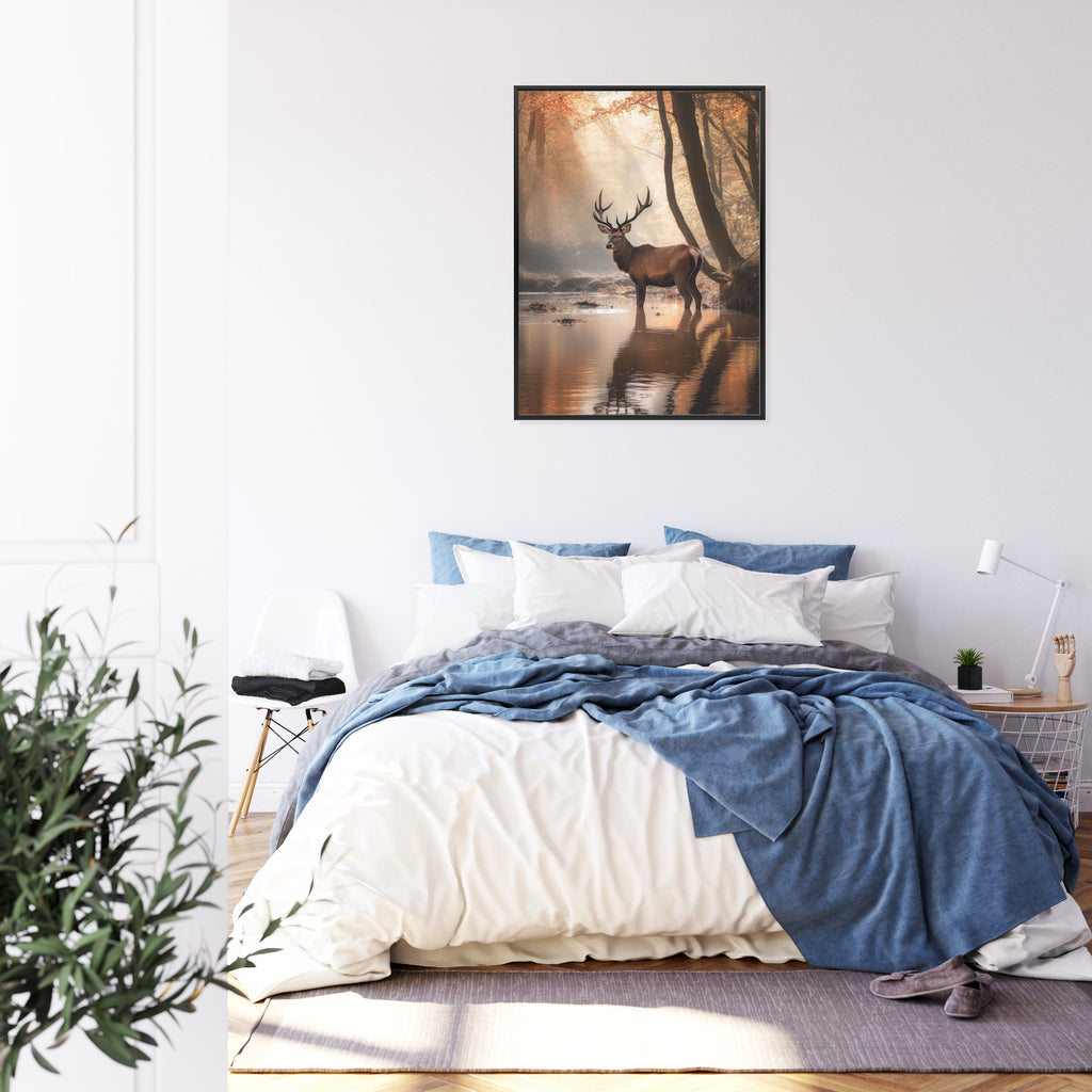 Plakat Jesienny Las Z Jeleniem W Wodzie