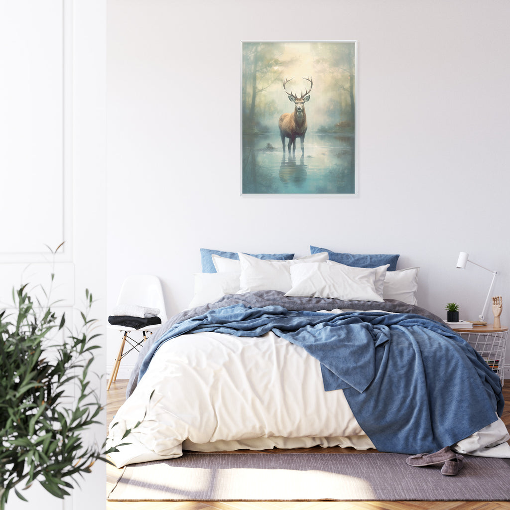 Plakat Spokojny I Pełen Wdzięku Stojący Jeleń