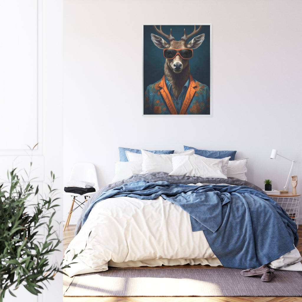 Plakat Jeleń W Okularach I Eleganckim Ubraniu
