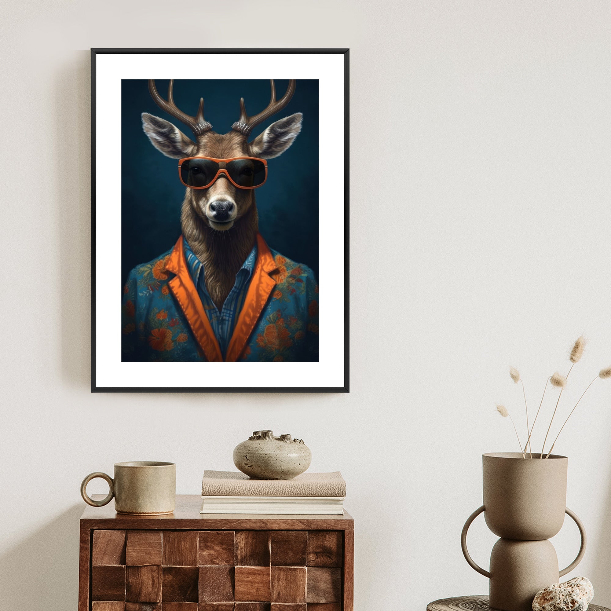 Plakat Jeleń W Okularach I Eleganckim Ubraniu