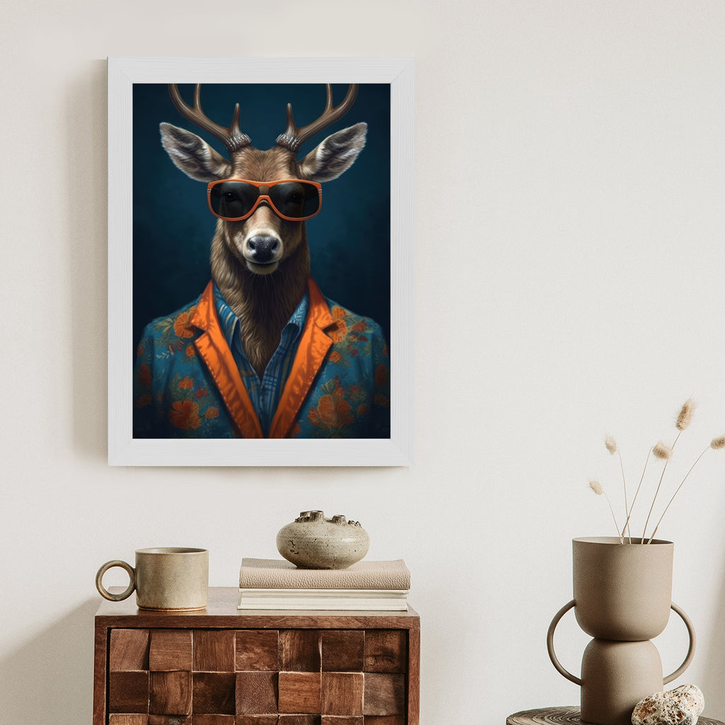 Plakat Jeleń W Okularach I Eleganckim Ubraniu