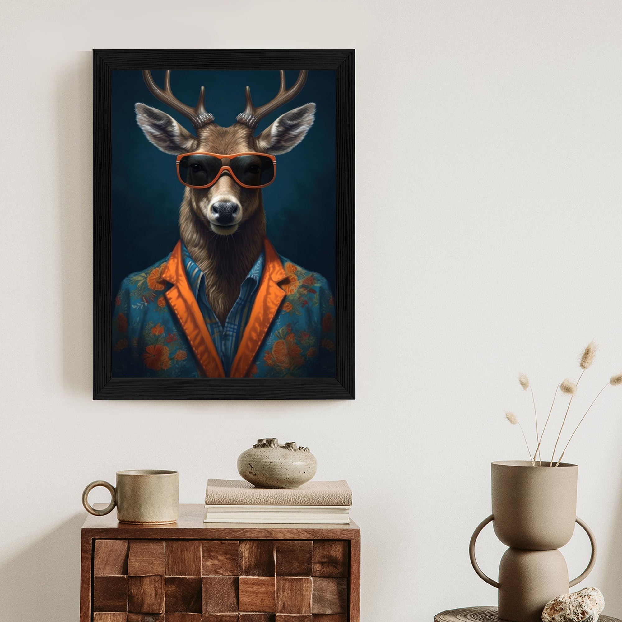 Plakat Jeleń W Okularach I Eleganckim Ubraniu