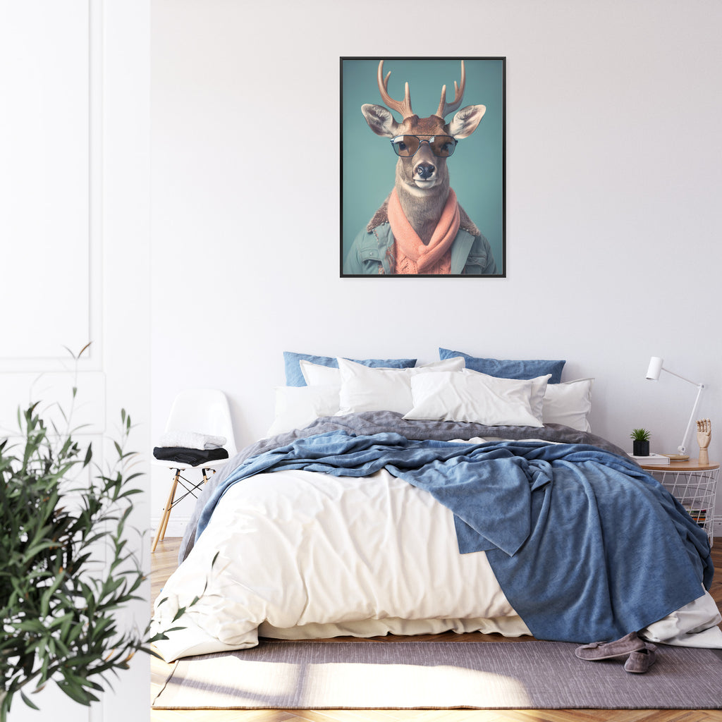 Plakat Jeleń W Modnym Stroju Rama Drewniana Z Passe-Partout Kolor Naturalny