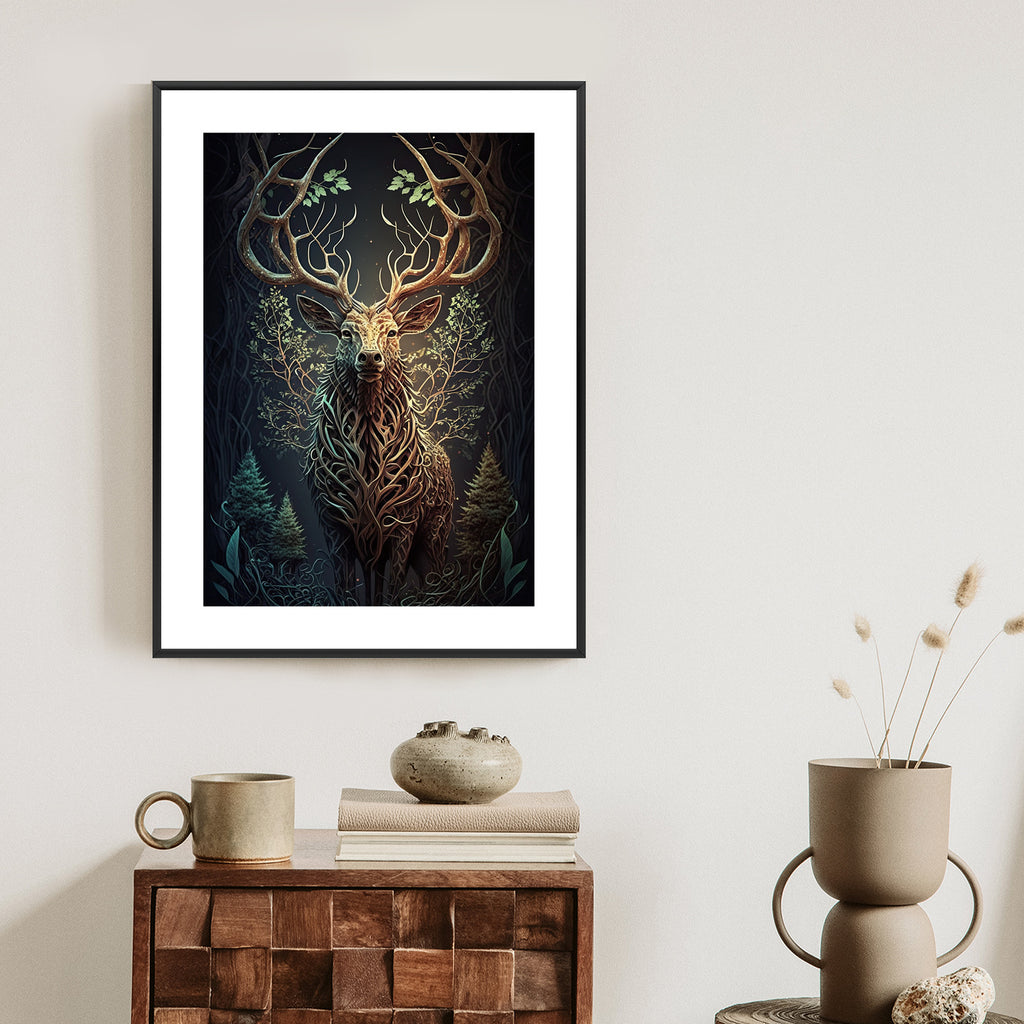 Plakat Leśny Jeleń Na Ilustracji