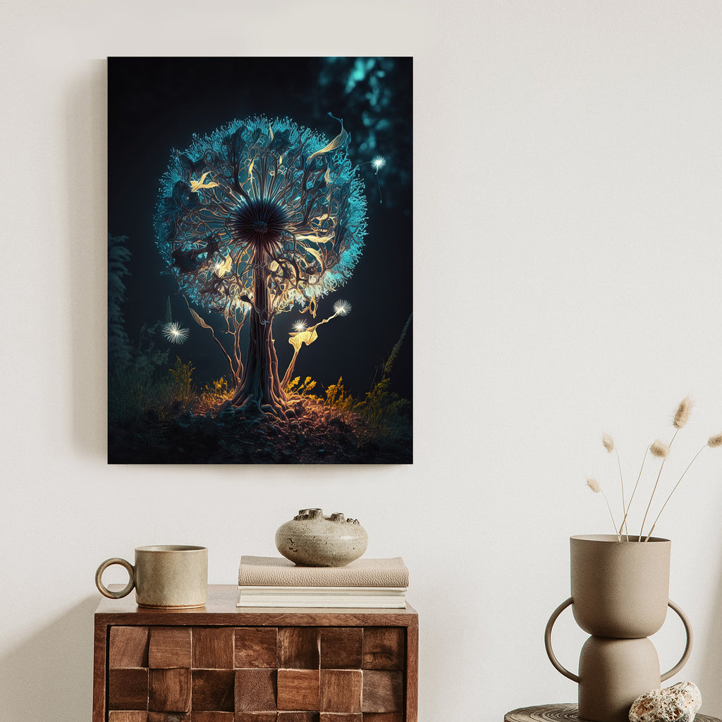 Plakat Abstrakcyjny Dmuchawiec W Lesie Rama Aluminiowa Kolor Czarny