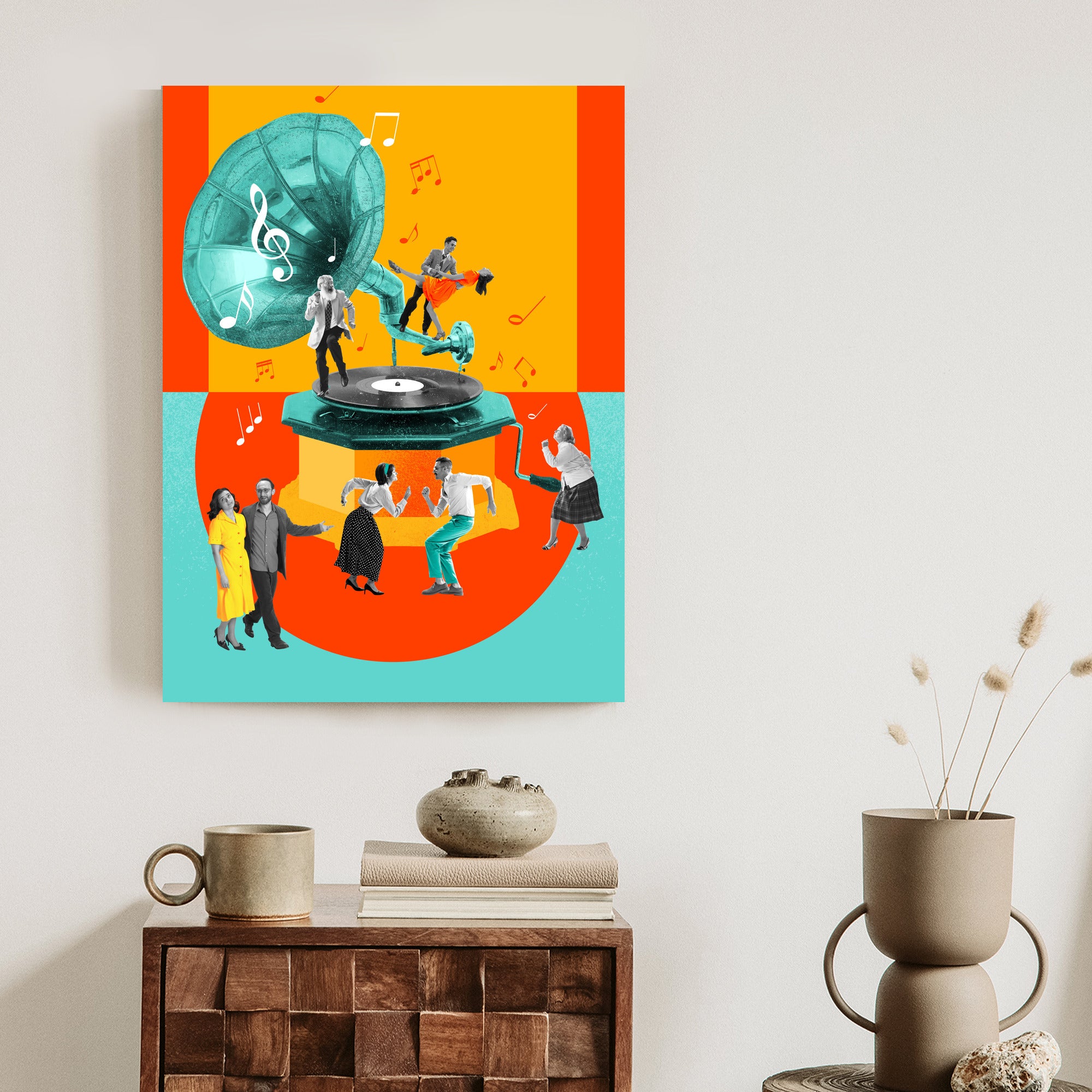Plakat Wielokolorowy Kolaż Pop-Art Rama Aluminiowa Kolor Czarny