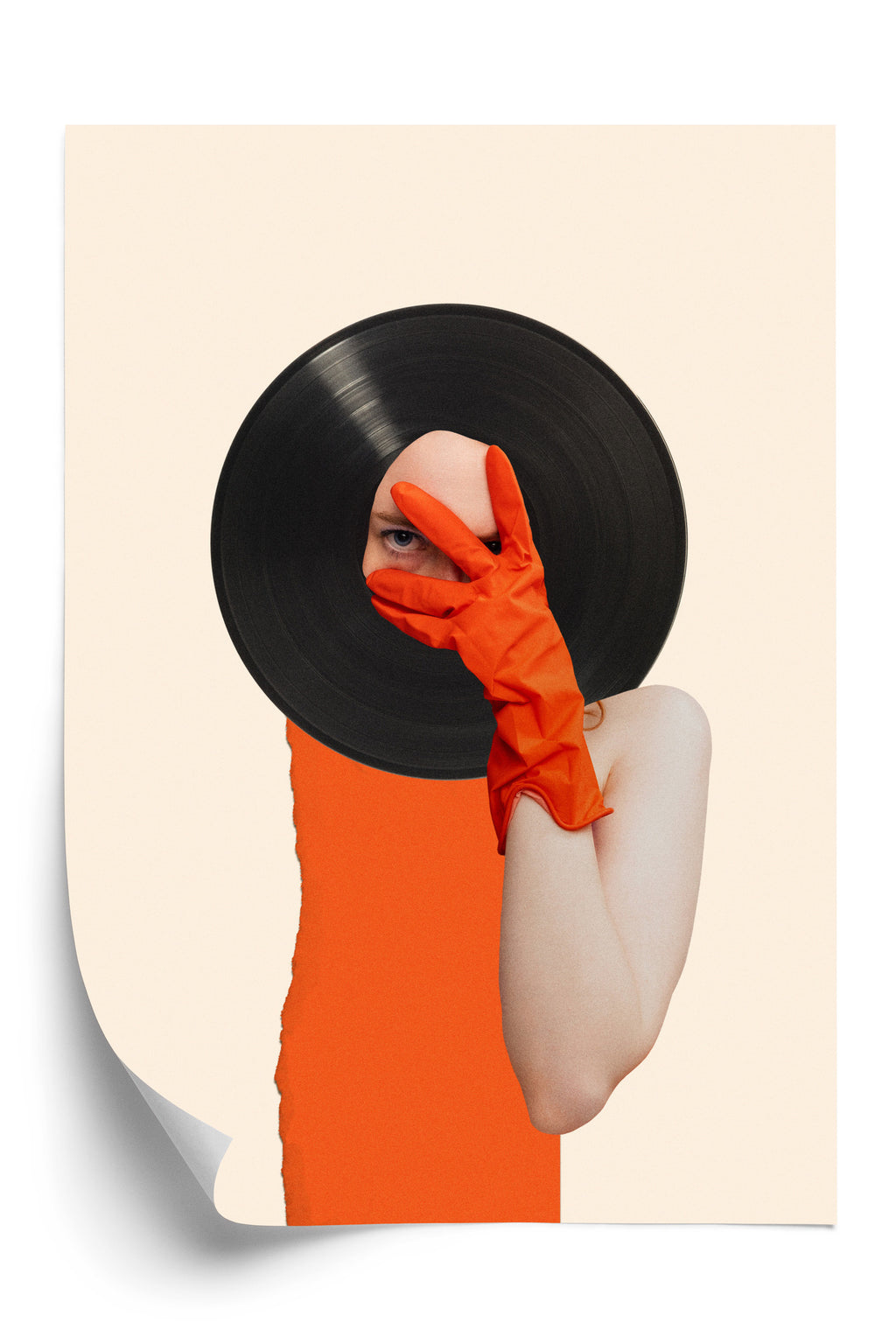 Plakat Muzyka Umysłu Na Płycie Winylowej Kolaż Pop-Art Rama Aluminiowa Kolor Czarny