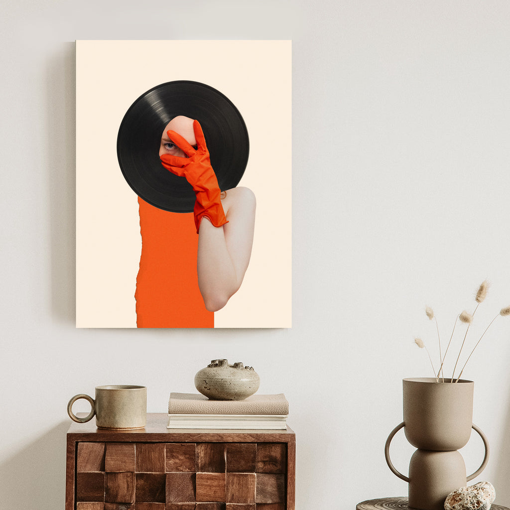Plakat Muzyka Umysłu Na Płycie Winylowej Kolaż Pop-Art Rama Aluminiowa Kolor Czarny